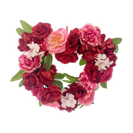 18&#x22; Valentine&#x27;s Peony &#x26; Rose Heart Wreath by Ashland&#xAE; 
